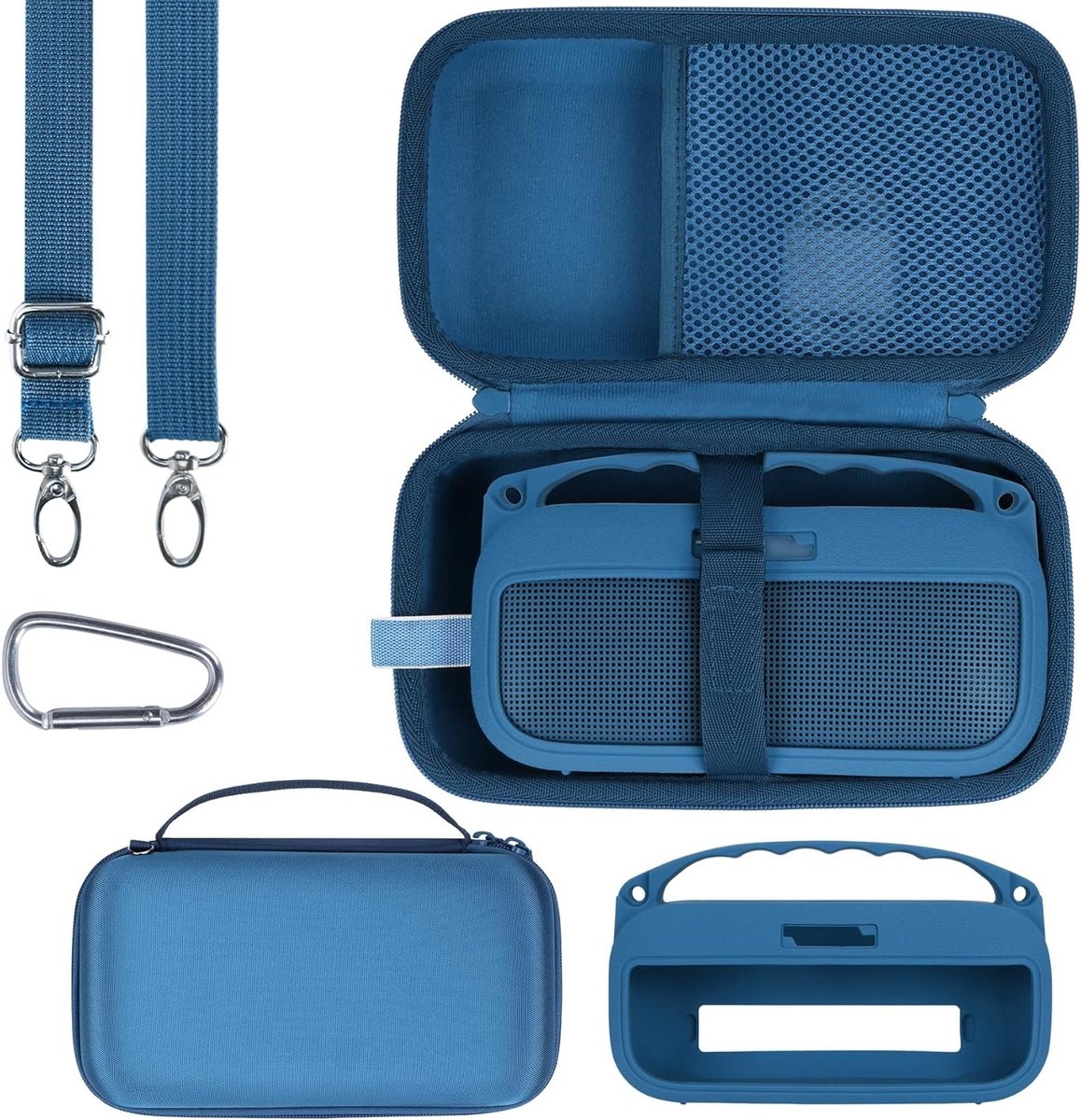Hard Case en Siliconen Hoesje Combo voor Bose SoundLink Flex Bluetooth Speaker - Bescherming, Duurzaamheid en Stijl (Blauw Dusk)