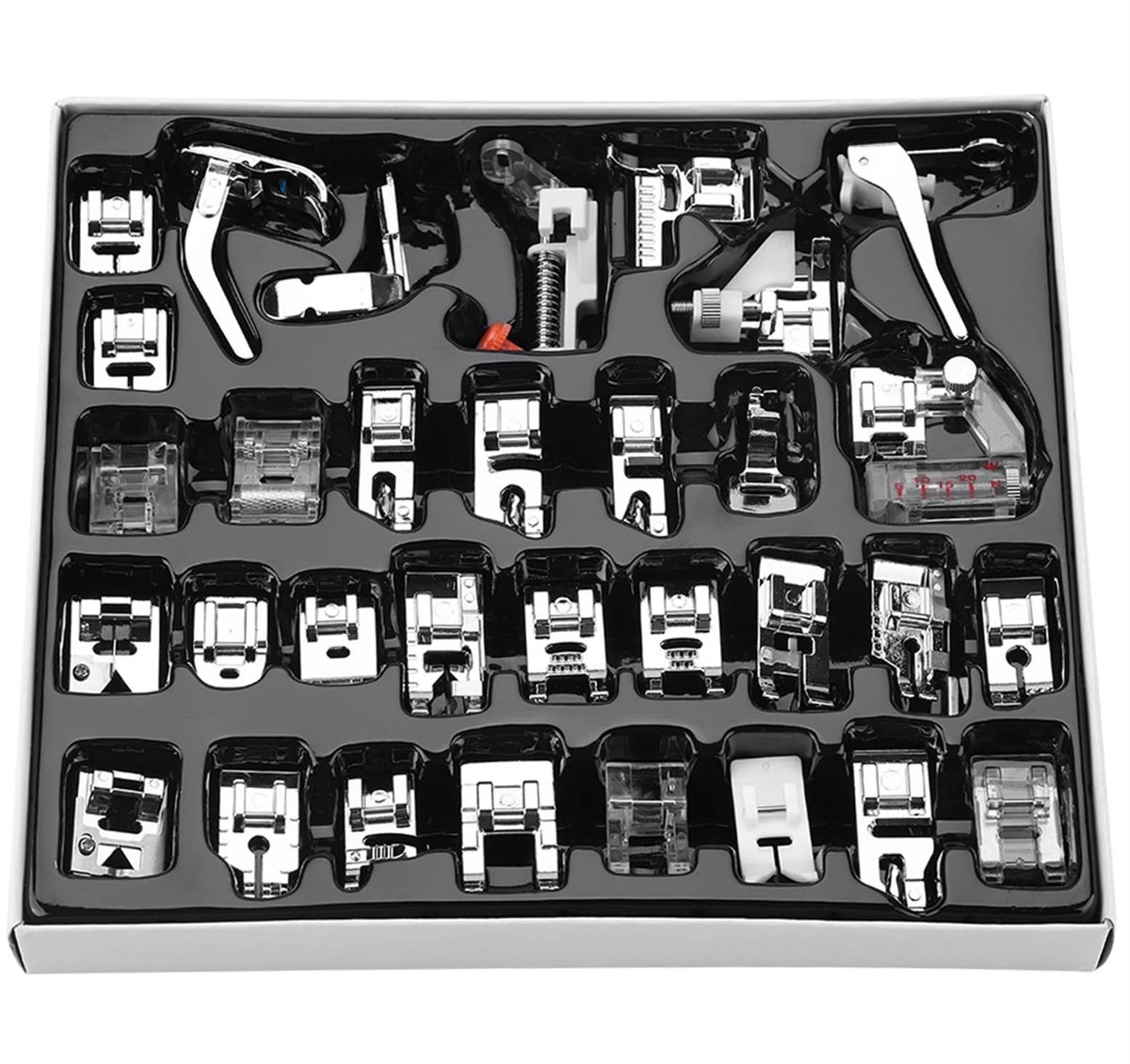 Dailygoody - 32-Delige Naaimachine Naaivoeten Set - Universele Naaivoeten - Duurzaam en Eenvoudig te Installeren - Zilver - Accessoires voor Naaien - ...
