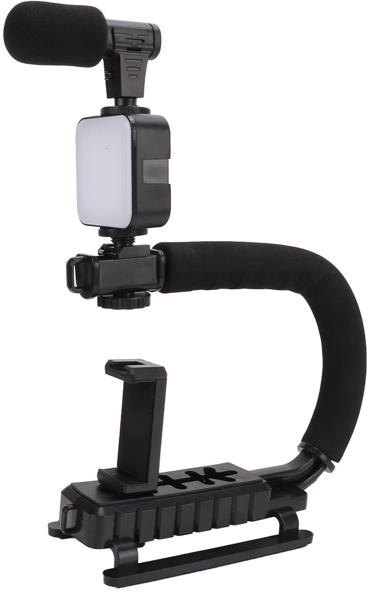 Dailygoody - Handheld Videocamerastabilisator - U-vorm Draagbare Camerastabilisator - Stabiel Fotograferen - Compatibel met Sportcamera's - LED...