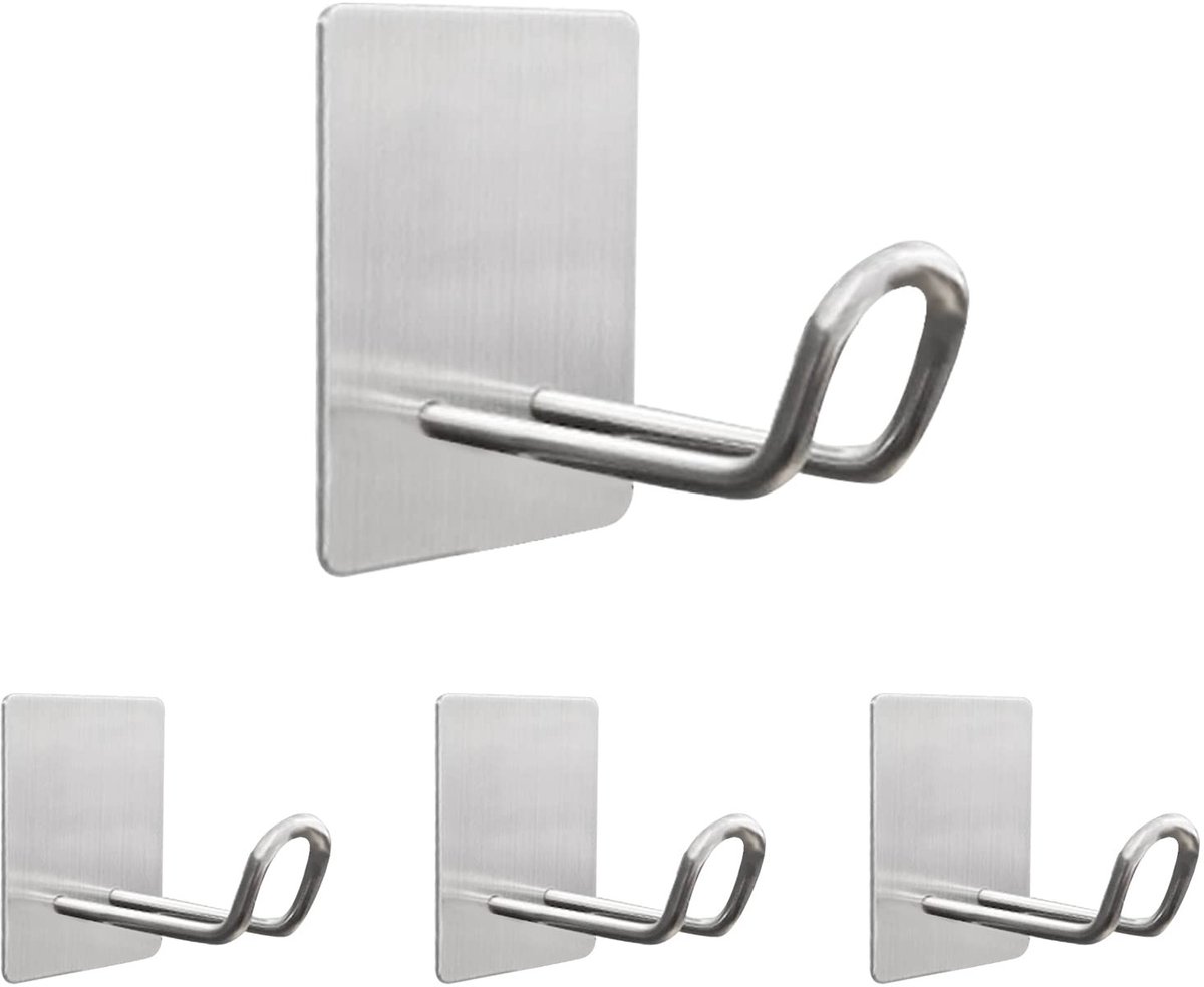 Allecto - Zilveren zelfklevende haken - Handdoekhaken - Eenvoudige installatie - Zilver - Hangers voor badkamer - Geschikt voor gladde oppervlakken