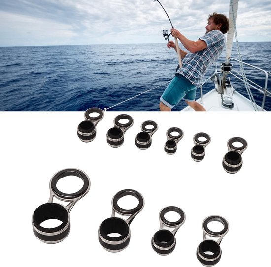 Hengel Gids Ringen - Keramische - Rvs - Casting Hengel - Tip Reparatie Kit - Set van 10 - Geschikt voor Lokken Hengel - 5 Maten - Kleur of model RVS 10 Stuks. — afbeelding 2