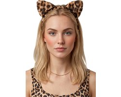 KIMU® Haarband Luipaard Oren - Diadeem Panter Cheetah Oortjes - Luipaardprint Panterprint Safari Jungle Kat Poes Poesje Halloween