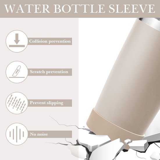 Dailygoody - Waterfleshozen - Antislip bodembeschermer - Champagne - Compatibel met YETI-bekers - Siliconen hoes voor waterflessen - Geschikt voor 20o... — afbeelding 2