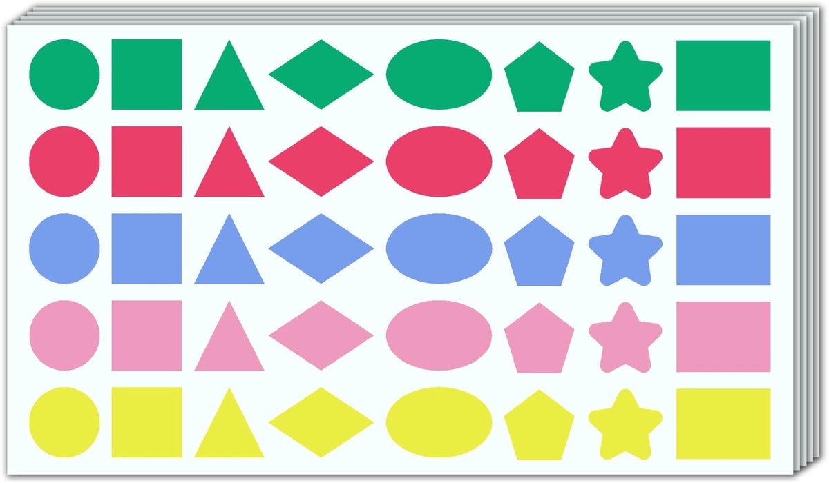 Dailygoody - Gekleurde Vormstickers - Zelfklevende Etiketten - 1000 Stuks - 20 mm - Creatief en Organiseren - 5 Kleuren - Geschikt voor School en Thui
