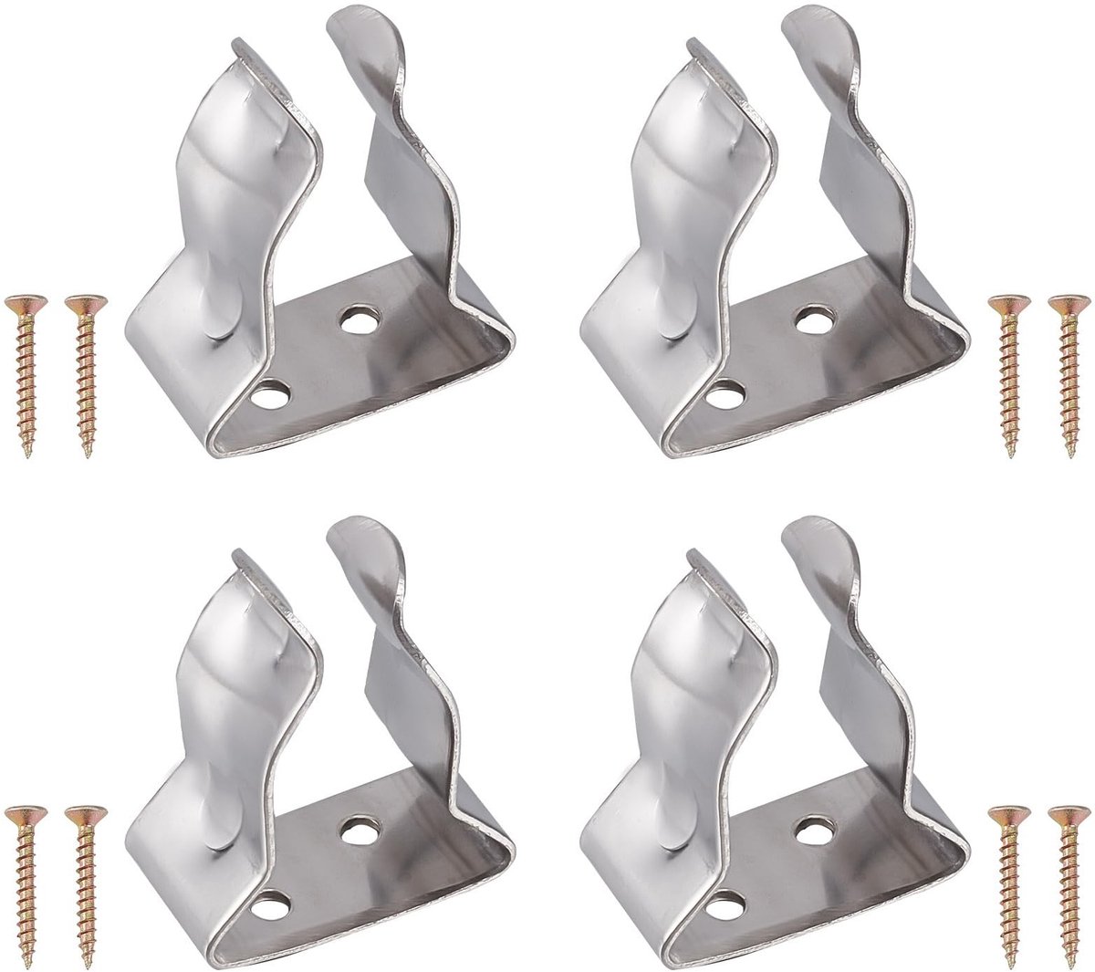 4Pcs Boat Hook Holder - 4Pcs Screws - RVS Spring Clamp Tool Holder - Geschikt voor 5/8 Inch tot 1 Inch Boot Haak Poles Vissen Stok Schepen Boot Peddel Bezem Mop Handvat Buizen