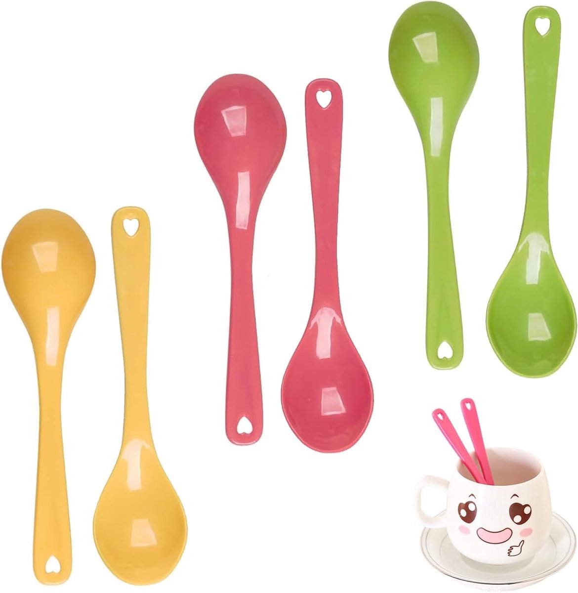 Set van 24 kleurrijke plastic lepel van 4,5 inch, veelzijdige keukenscheppen, eenvoudig schoon te maken, ideaal voor soep, yoghurt en desserts