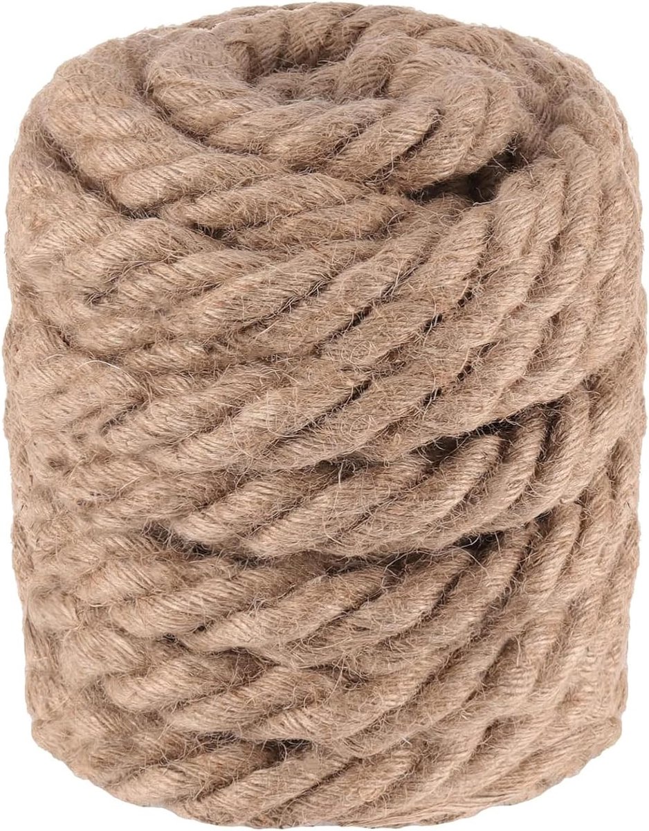 5M x 26MM Jute Rope - 4 Strands Twisted Manila Rope - Dikke Bruine Natuurlijke Jute Touw voor Handwerken - Tuinieren - Bundelen
