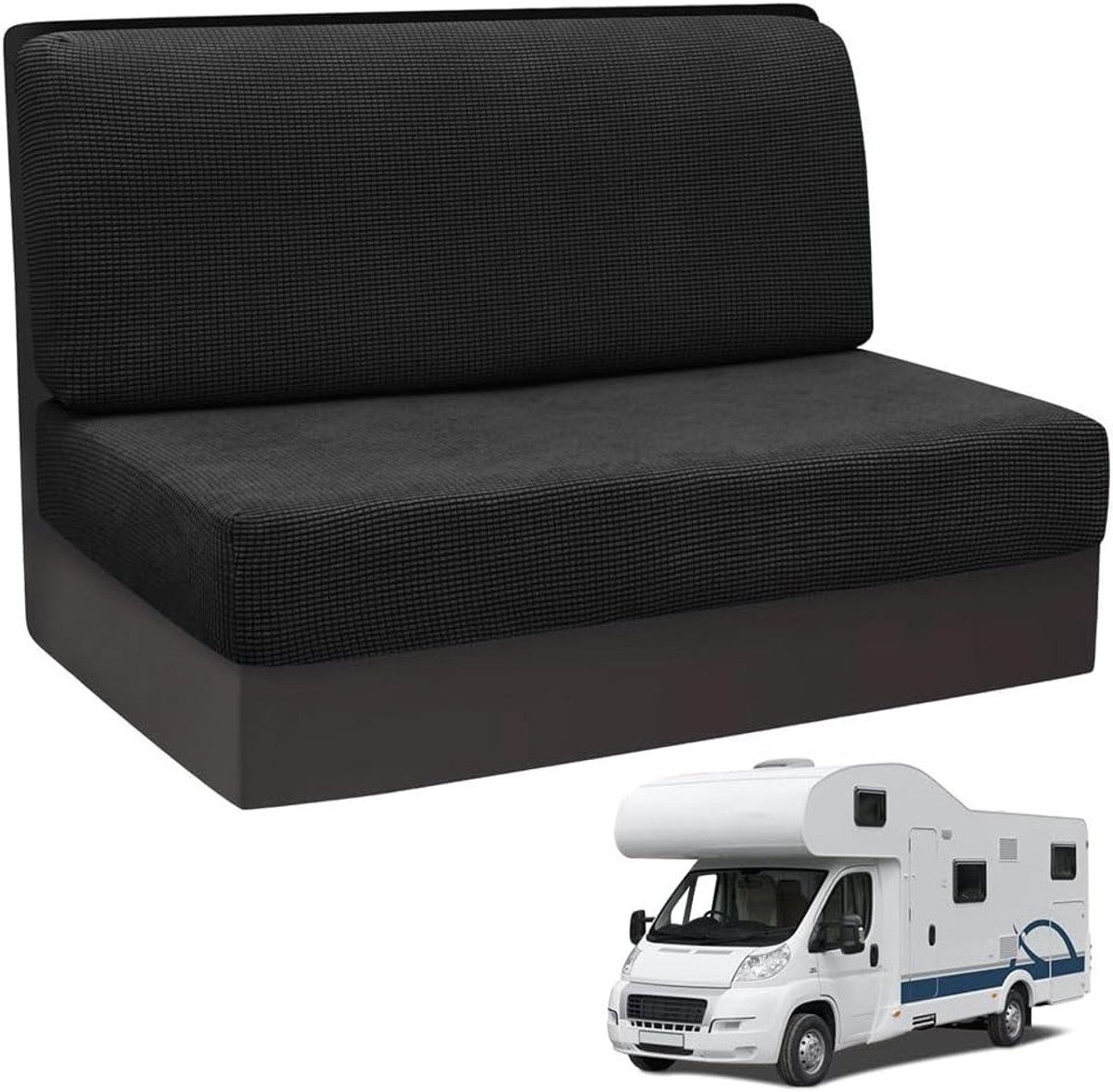 Set van 2 Wasbare Zitkussenhoezen voor Caravan en Sofa - Inclusief Spanklemmen voor Optimale Pasvorm, Ideaal voor Reisvoertuigen en Meubels