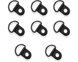 Metalen D-ringen, zwart, 8 stuks, stevige bevestigingen voor aanhangers, campervans en doe-het-zelfprojecten