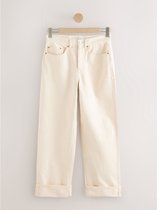 Next - Dames - N. Premium boyfriend-jeans met opgerolde zoom - Crème