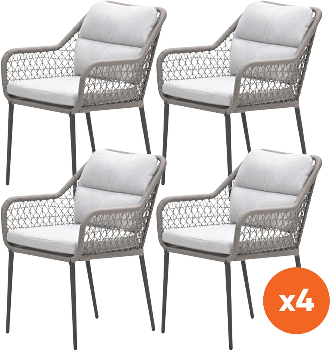 Set van 4 - GI Toledo dining tuinstoelen - Taupe/Zand