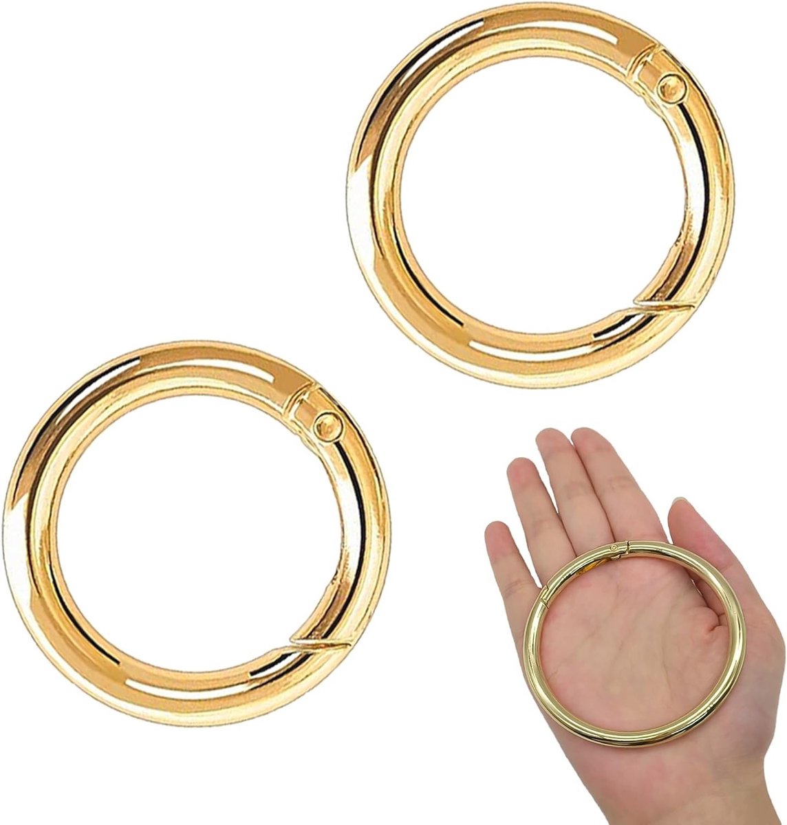 Ronde Karabijnhaak 75 mm, Grote Ronde Sluiting voor Sleutels, Handtassen en Tassen, Duurzaam en Stevig