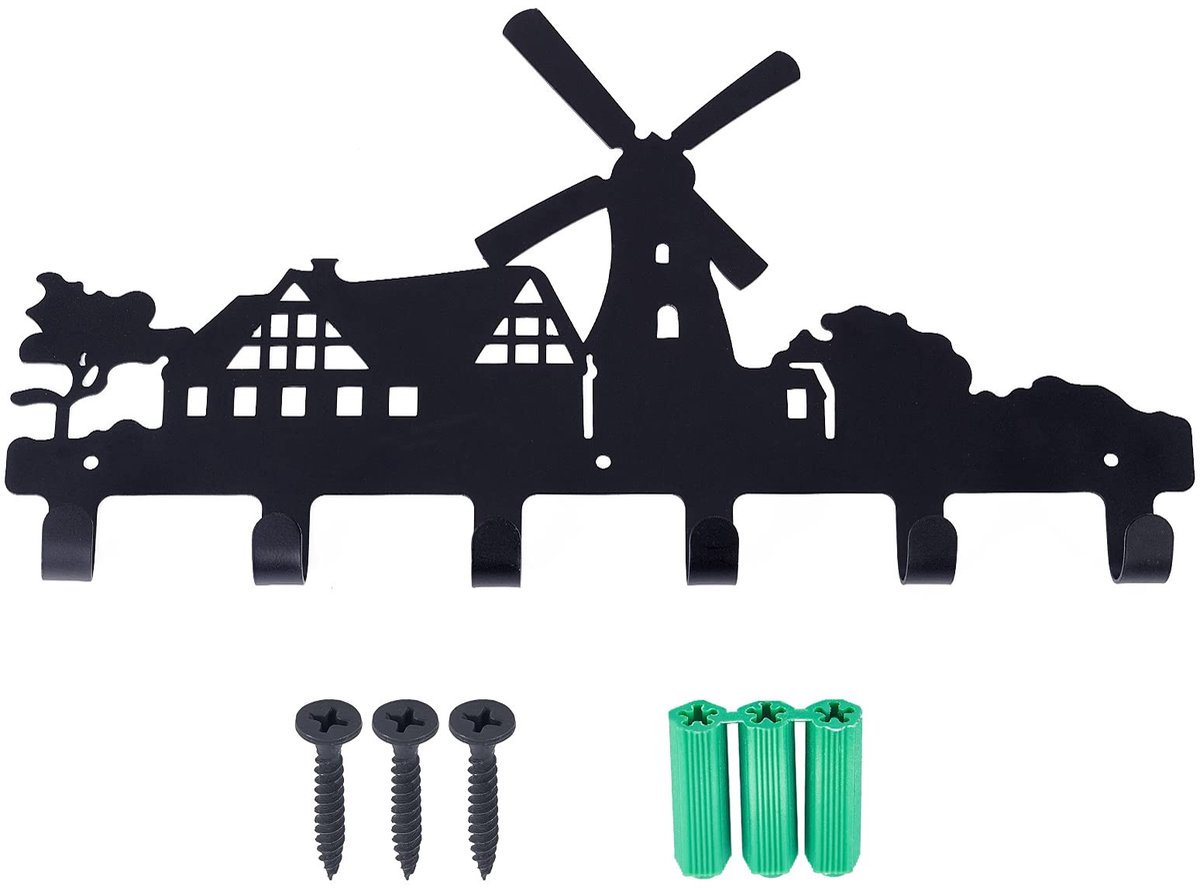 Dailygoody - IJzeren wandhaken - Decoratief organizer rek - Zwart - Wandhaak voor kleding en sleutels - Perfect voor kantoor en keuken - Uniek design