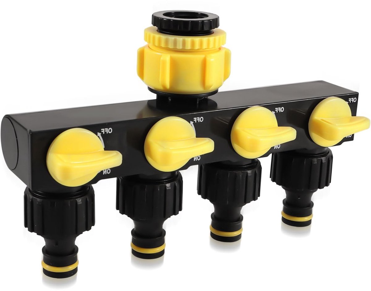 Dailygoody - 4-way water distributor - individuele kranen - 1/2 inch en 3/4 inch aansluiting - waterverdeling - ideaal voor tuin en huis - geschikt vo