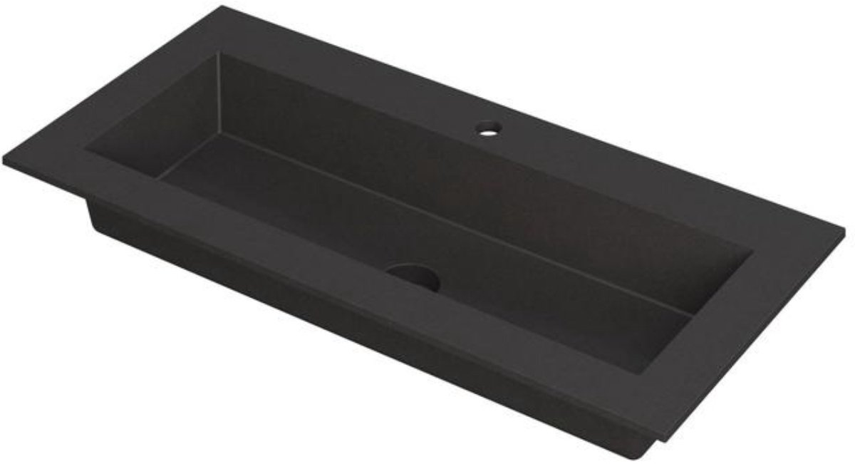 INK Kraft Wastafel Enkele Bak 1 Kraangat - 1000x450x10 mm - Quartz Zwart