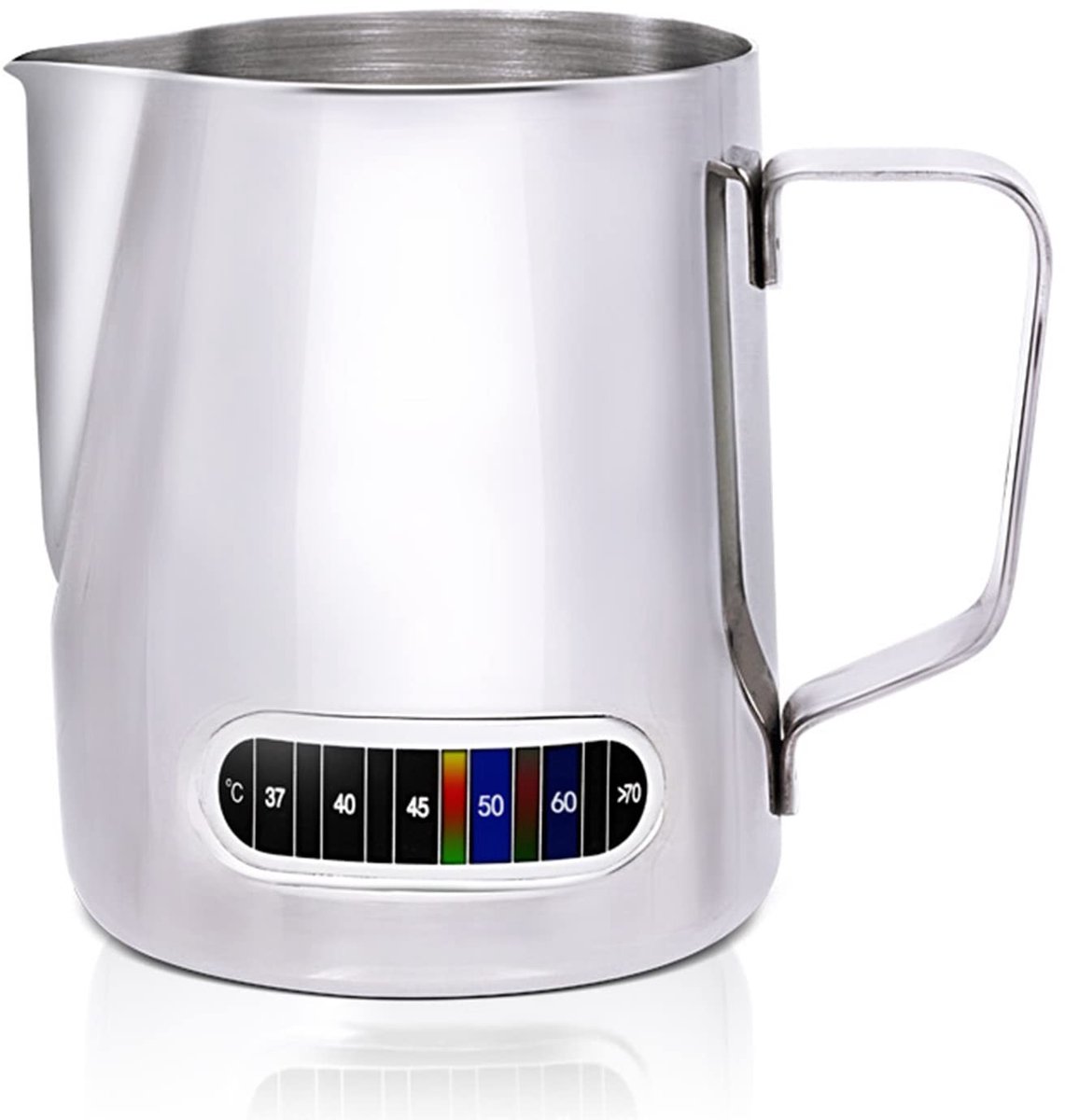 RVS Melkopschuimkan met Temperatuurweergave - 350ml - Latte Art Spout