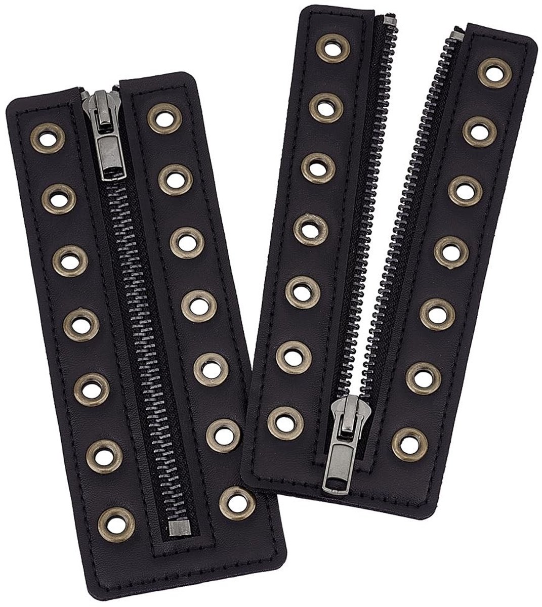 Dailygoody - Veters met ritssluiting - Leren veterlaarzen - Gladde veters - Zwart - Inzetstukken voor schoenen - Geschikt voor sportschoenen - 7 oogje