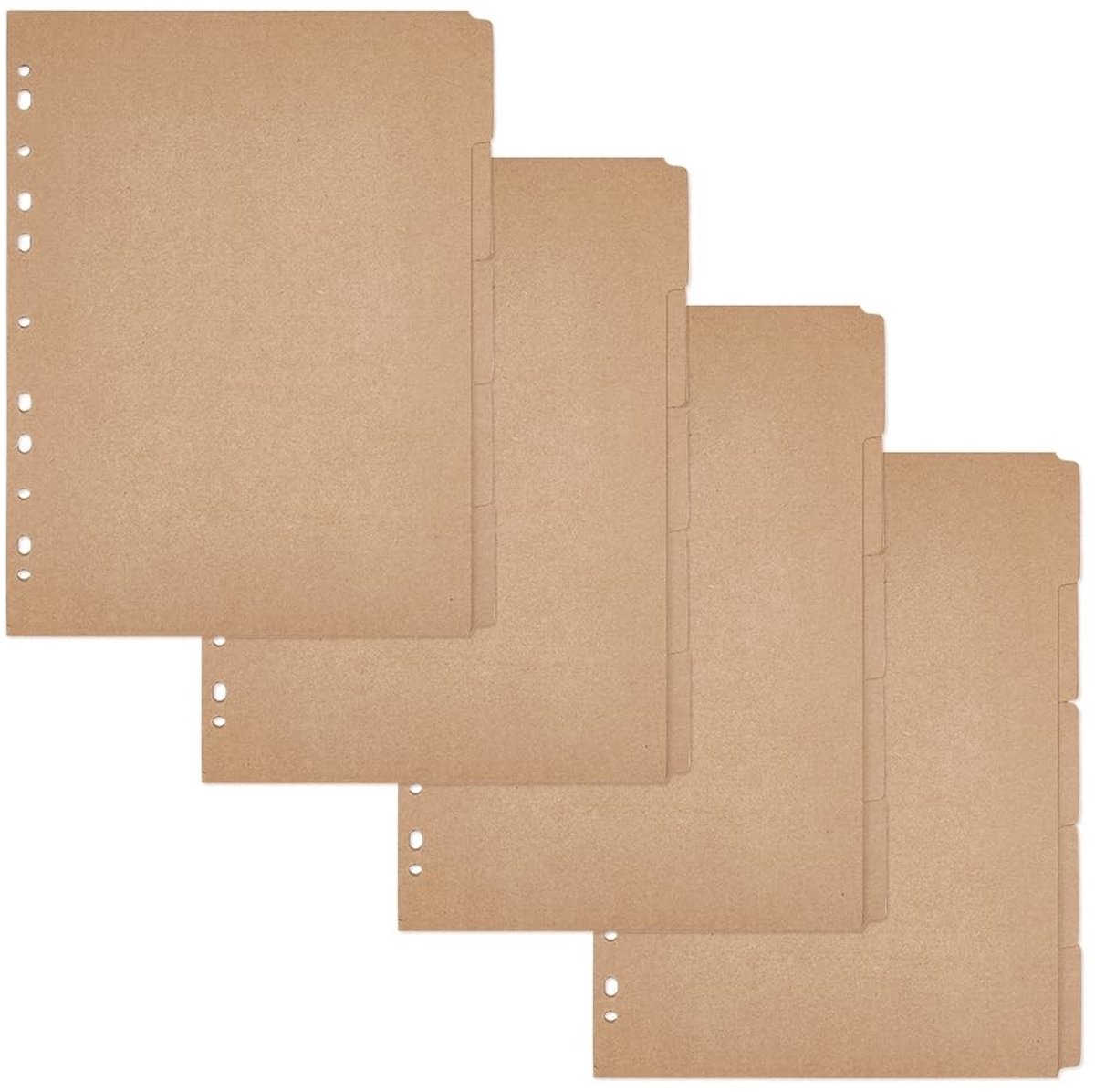 Dailygoody - A4 Kraft Papieren Verdelers - 20 Vellen - Indexpagina Tabs - BurlyWood - Planner Notitieboek - Scrapbooking - 4-Gats