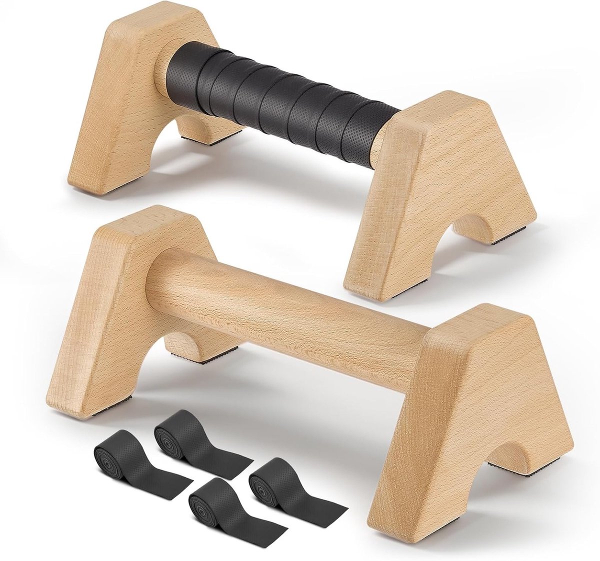 Duurzame houten push-up handgrepen, 2 antislip en stabiele handvatten voor veilige push-ups en handstanden, ideaal voor krachttraining en fitness