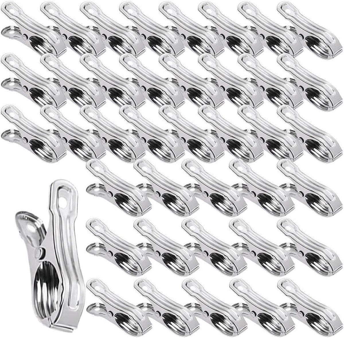 40 Stuks RVS Wasknijpers, Handige Clips voor Strandhanddoeken, Kleding en Sokken, Duurzame Towel Clamps voor Strandstoelen en Badhanddoeken