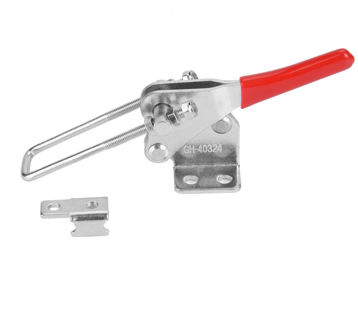 Jhubersproducts - 90 graden Toggle Clamp - Quick Release Klem - IJzer Gegalvaniseerd - Horizontale Klem - Gereedschap voor Klussen - Rood en Zilver