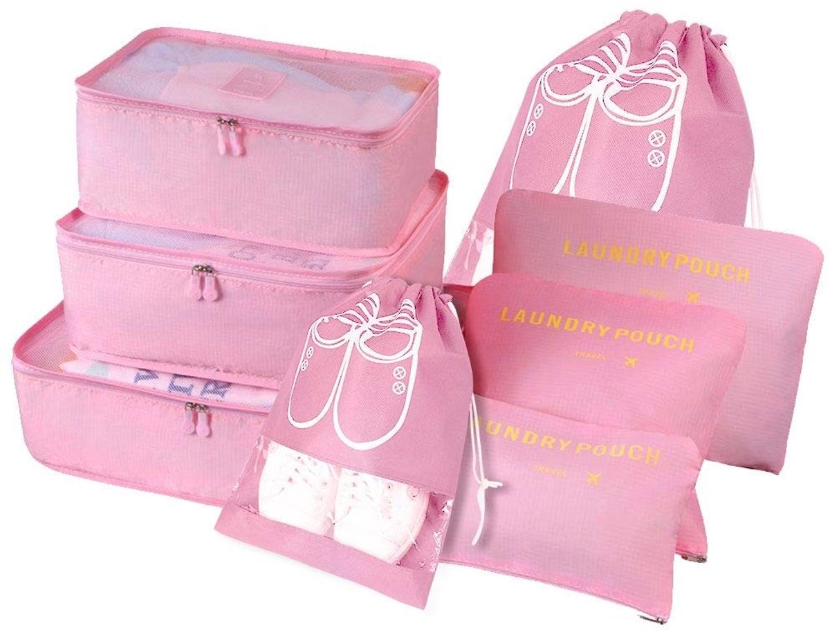 Dailygoody - Koffer Organizer - Reisaccessoires - 8-in-1 Set - Waterdicht - Inpak Cubes - Voor Kleding en Schoenen - Inclusief Bekers