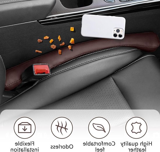 2 stuks PU lederen rugvullers voor autostoelen, spleet- en groefvullers voor optimaal comfort en ondersteuning — afbeelding 2