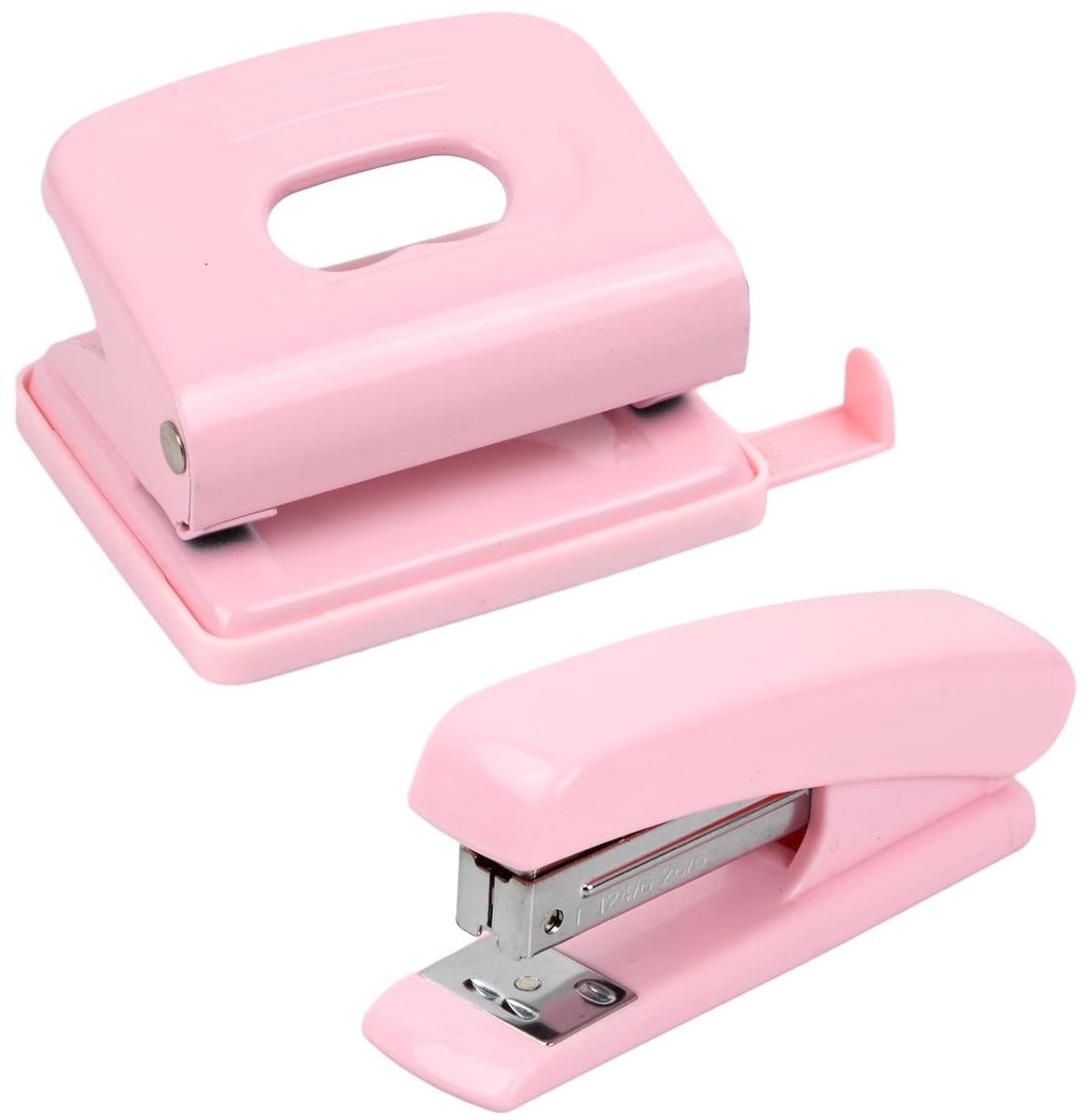 Set voor Nietjes en Gatenpons, Roze Gatenpons voor Papier, Draagbare Nietmachine, Perfect voor Kantoor en Scrapbooking