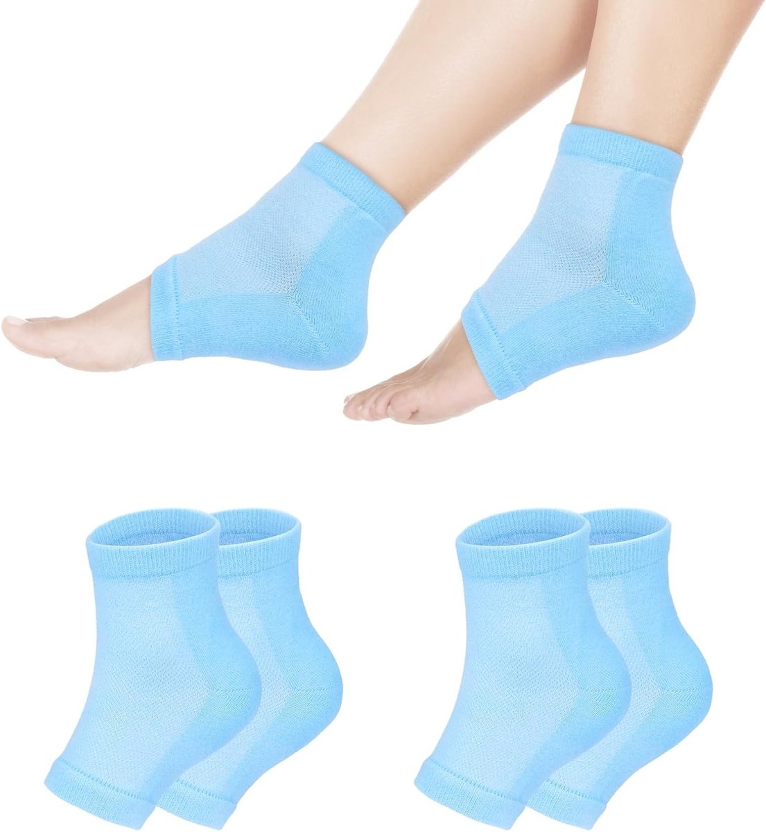 Verzorgende Voetensokken, 2 Paar Gel Hiel Sokken, Vingerloze Sokken voor Droge en Gebarsten Huid, Comfortabel en Ademend, Ideaal voor Huidadvies en Voetverzorging