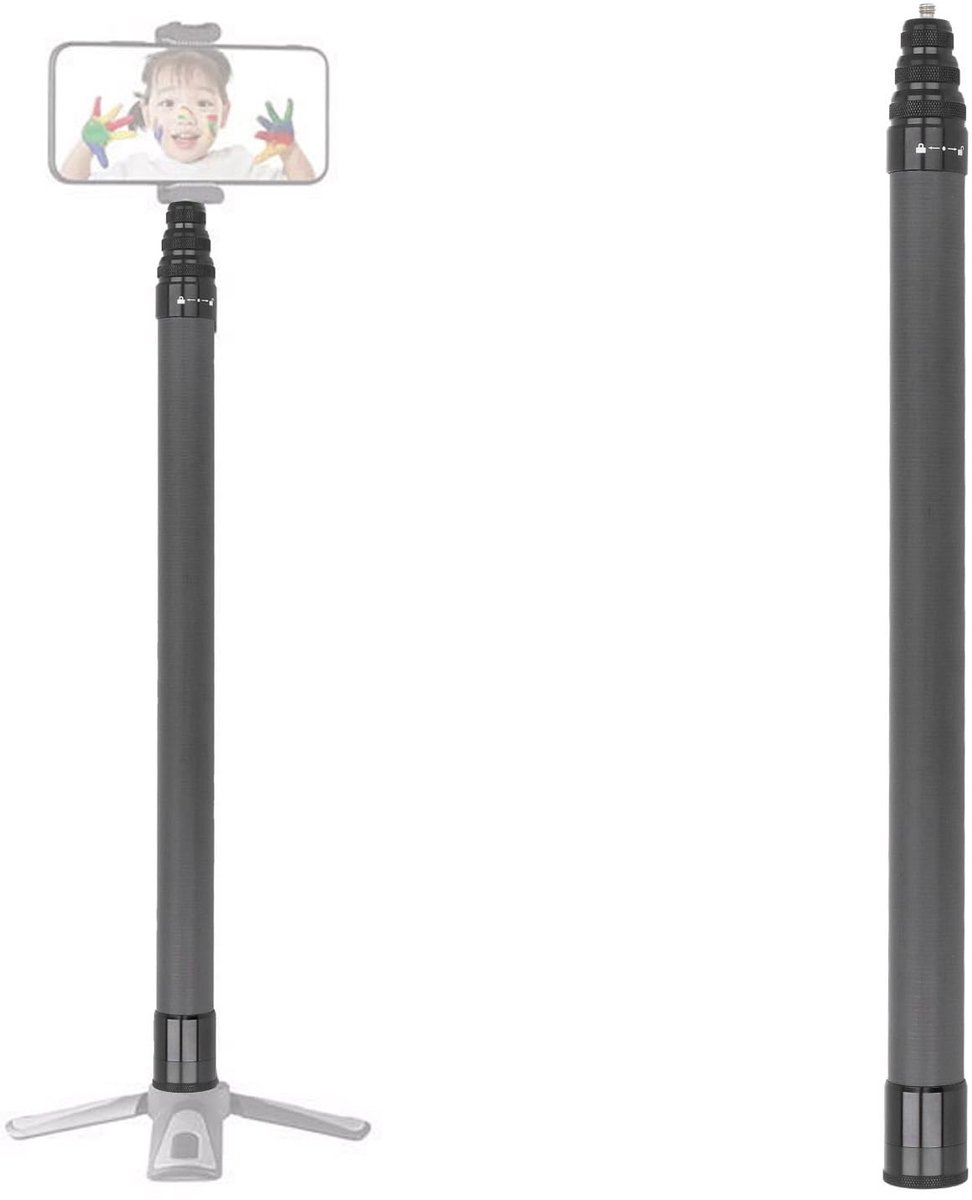 Dailygoody - Onzichtbare Selfiestick - Koolstofvezel - Antisliphandgreep - 2 M Voor Actiecamera's - Onderwatergebruik - Twist Lock Mechanisme - G
