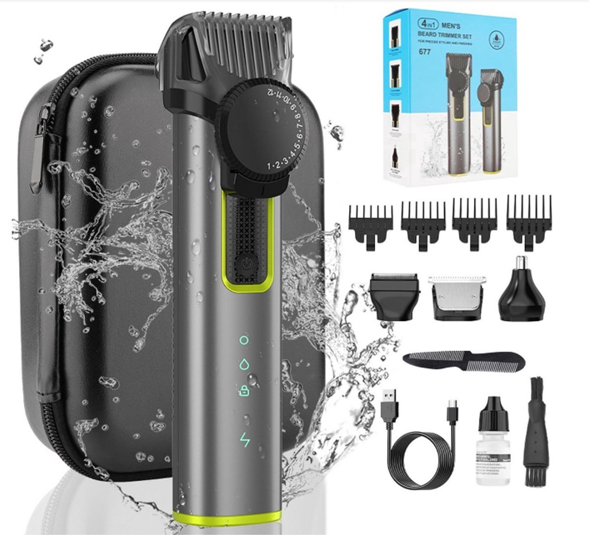 Kraftverdia® - 4-in-1 Baardtrimmer Mannen + Travel Bag - Hair clipper -Trimmer voor Baard - Hair trimmer - Neustrimmer - Bodygroomer mannen - Multigroomer - Beste cadeaus voor mannen