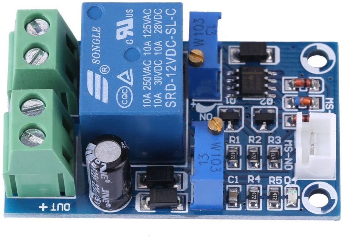 Dailygoody - Relaismodule voor Laagspanning - Bescherming bij Ondervoltage - Automatische Schakelaar - 12V - Essentieel voor Batterijveiligheid -