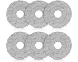 Dweilpads reserveonderdelen - Set van 6 vervangende doekjes geschikt voor Dreame L10s Ultra Gen 2 / L10s Pro Ultra / X40 / X50 Ultra / X50 Master / L40 Ultra AE / L40 Ultra/Mova E30 Ultra / P50 Pro Ultra - diameter 135mm - rond - grijs