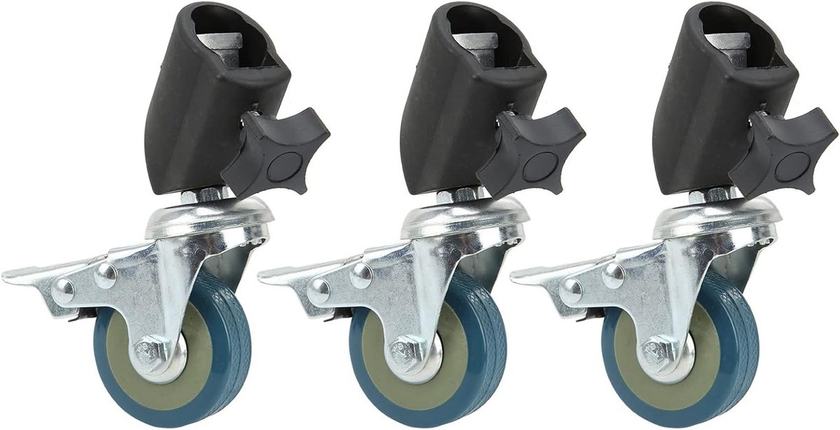 22mm Zwenkwielen voor Lichtstands en Statief, 3-delige Set met Rem, Ideaal voor Fotografie en Videoproductie