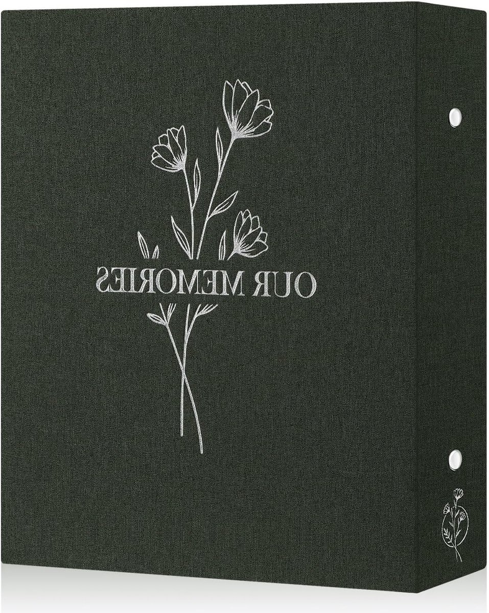 Fotoalbum 6x4 inch voor 400 foto's, met insteekhoezen en linnen cover, groen, ideaal voor herinneringen en portretfoto's