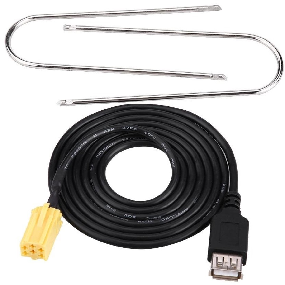 Dailygoody - MINI-ISO USB-kabel - Oplaadkabel - Hoge snelheid - 153,5 cm - 6-pins connector - Geschikt voor Grande Punto - Compact ontwerp