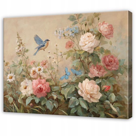 WALLARENA - Schilderij op Canvas 120x80 cm - Schilderijen - Canvas schilderij - Bloemen motif - Voor de slaapkamer van de salon - Op het doek