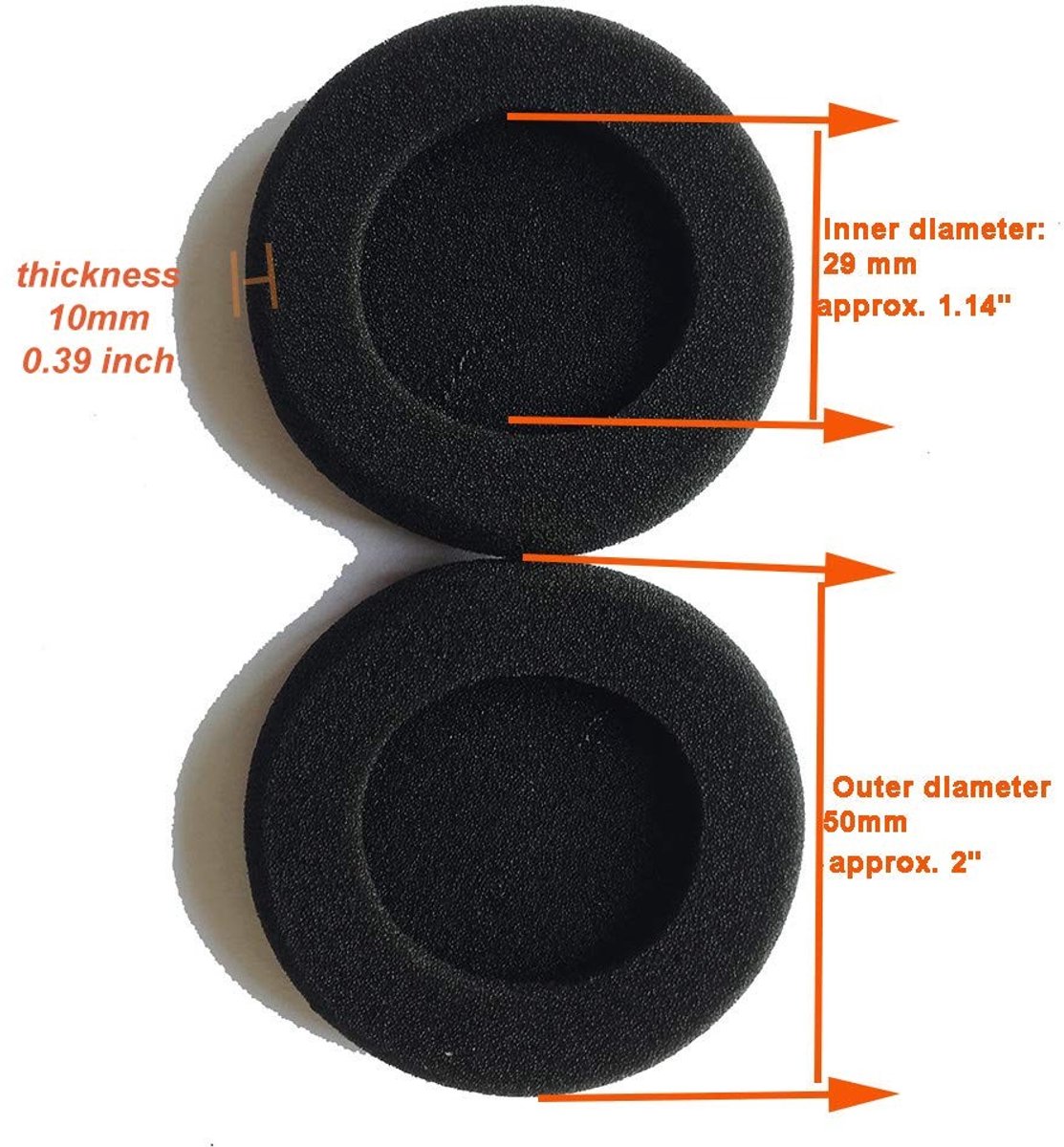 Virtubuy - Oorkussens - Zachte Foam - Black - Earpads - Betrouwbaar en Comfortabel - Geschikt voor Diverse Hoofdtelefoons - 6 Stuks