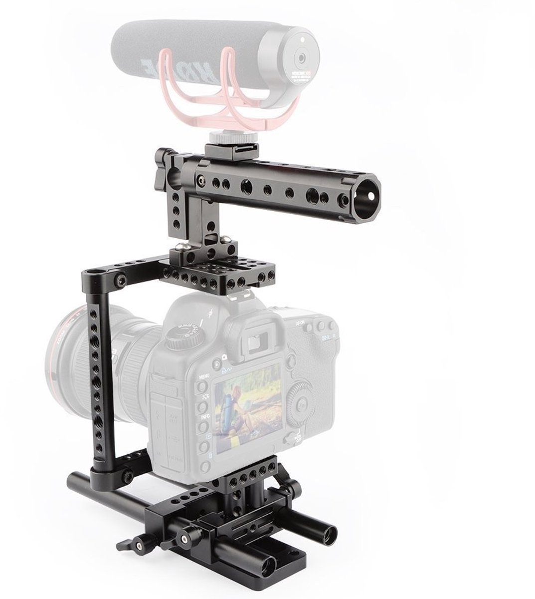 Virtubuy - Camera Cage - Camera Rig - Voor optimale stabiliteit - Zwart - Geschikt voor Nikon en Sony - Inclusief top handle en montageplaat - Gesch...