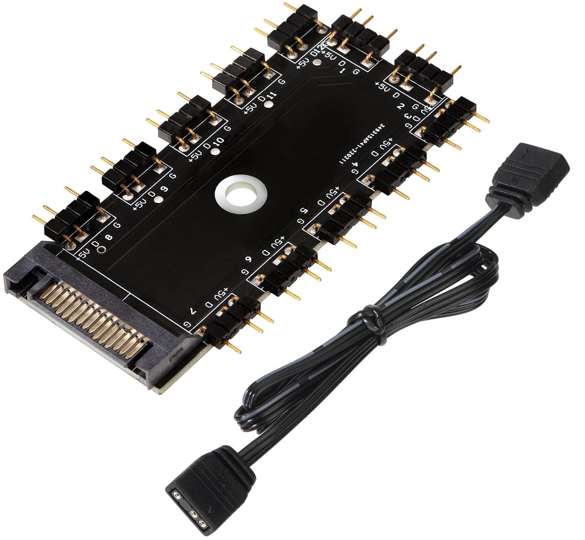 RGB LED Fan Splitter Hub met 11 Poorten en SATA-ondersteuning voor PC