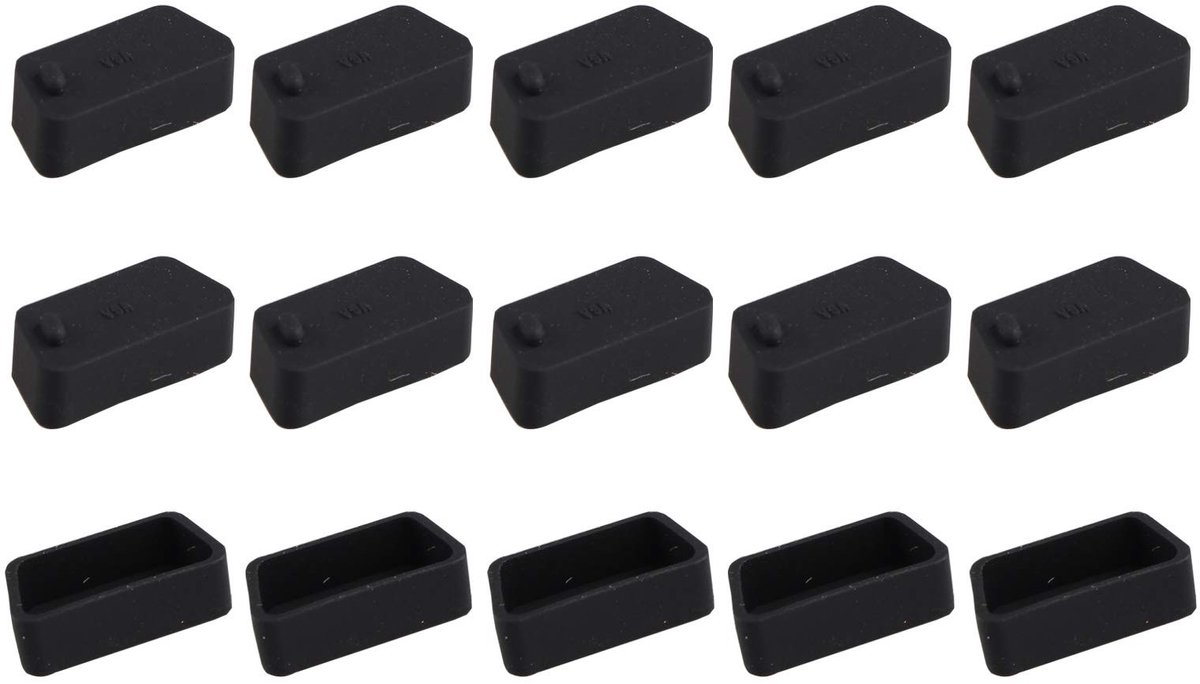 MTTProducts - Female Interface Port - Anti Dust Plug Cap - Silicone Bescherming - Zwart - Dustproof - Geschikt voor Laptops en Monitoren - 15 Stuks