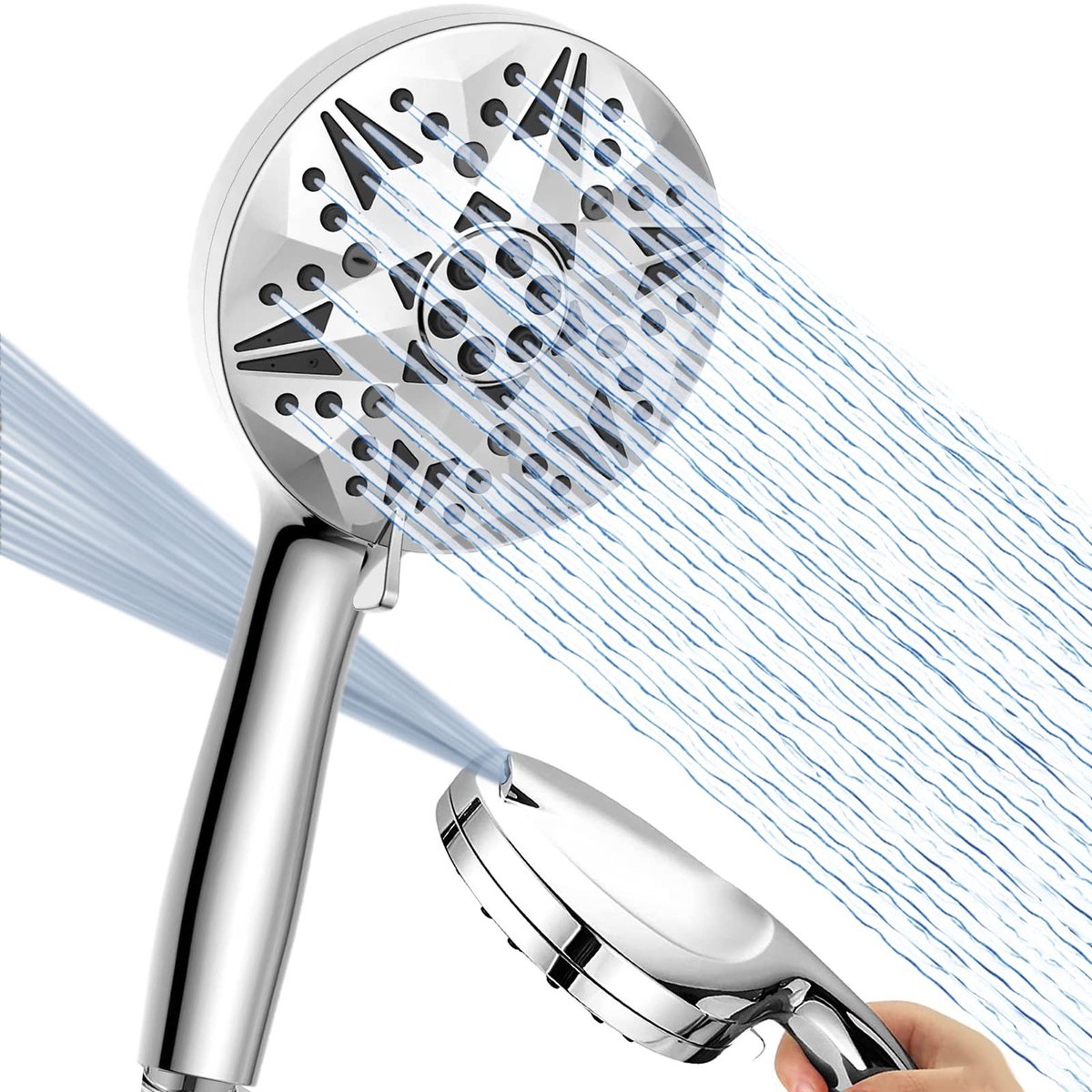 MTTProducts - Handdouche - Hoogdruk Douchesysteem - 10 Spray Instellingen - Chrome - Power Wash - Voor Badkuipen - Dierenverzorging