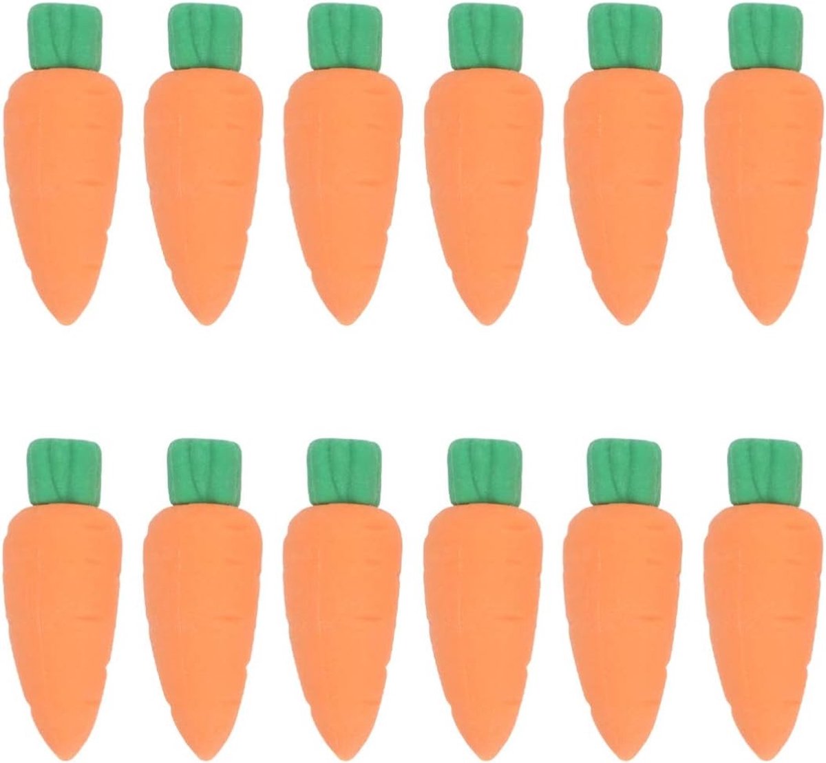 Wortelvormige rubberen gummetjes in oranje kleur, 4 cm, perfect voor kantoor, school en feestelijke gelegenheden