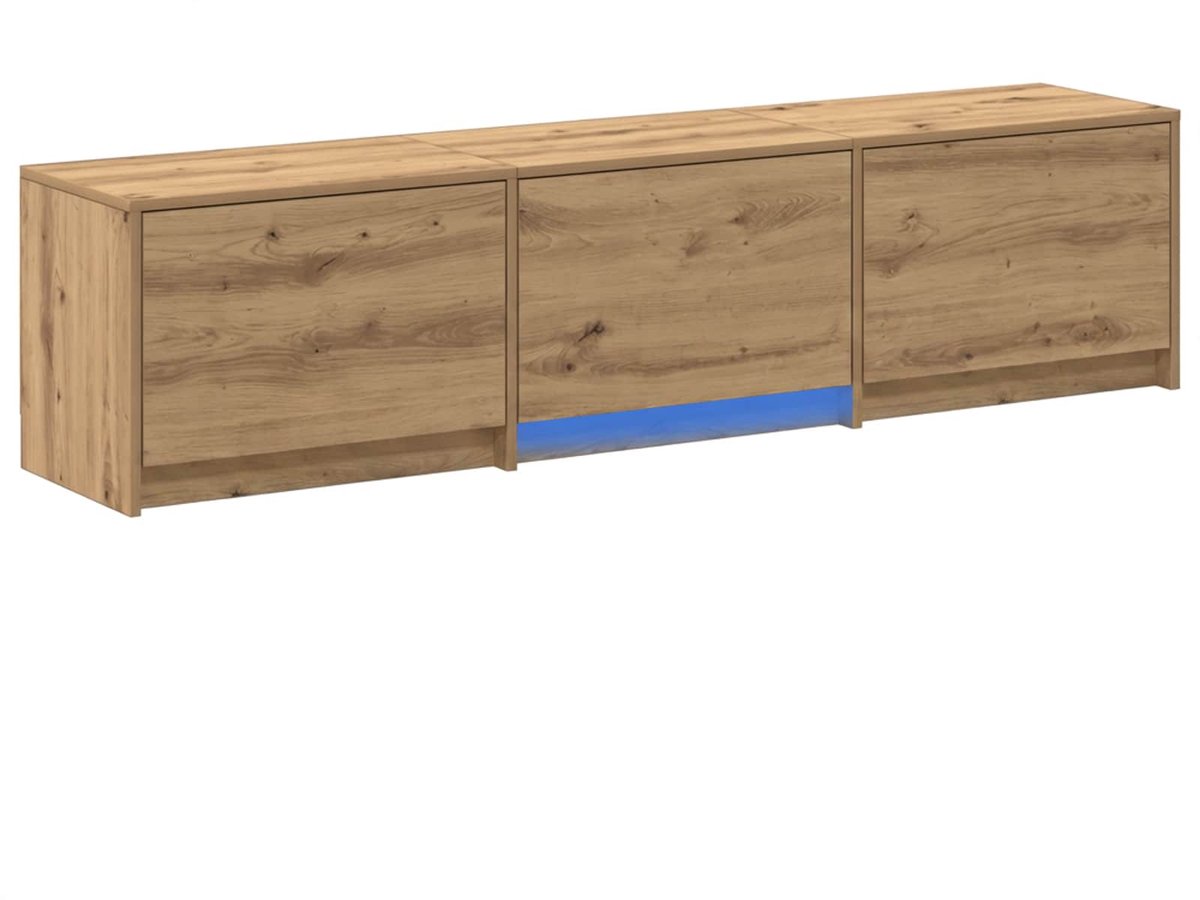 vidaXL - TV-kast - met - LED - 165 - x - 34 - x - 40 - cm - Ambachtelijk - Eiken