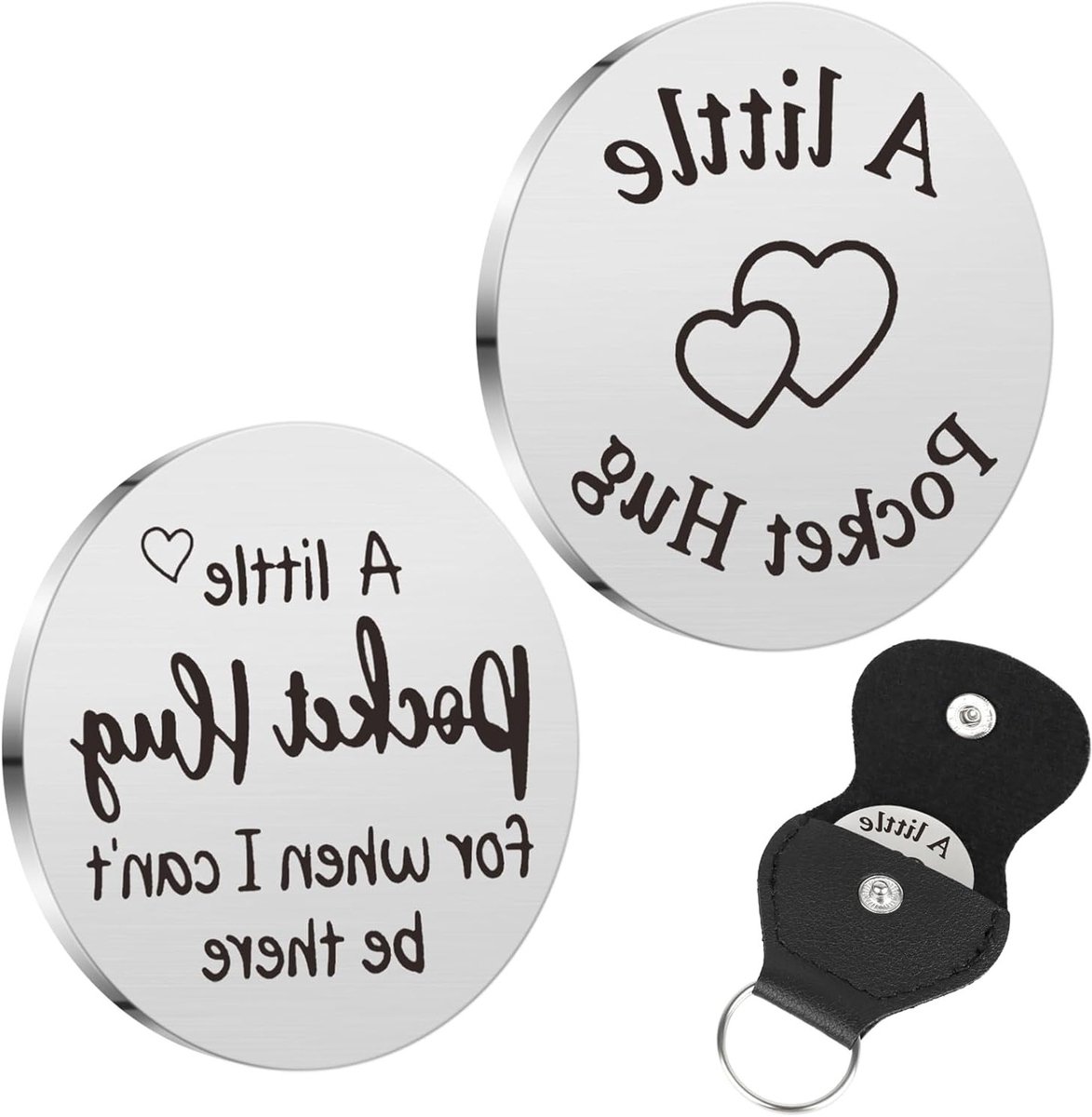 Hartige Pocket Hugs Token - Persoonlijke geschenken voor vrienden, blijvende herinneringen voor verhuizingen, metalen keepsakes voor mannen en vrouwen, 3 cm groot