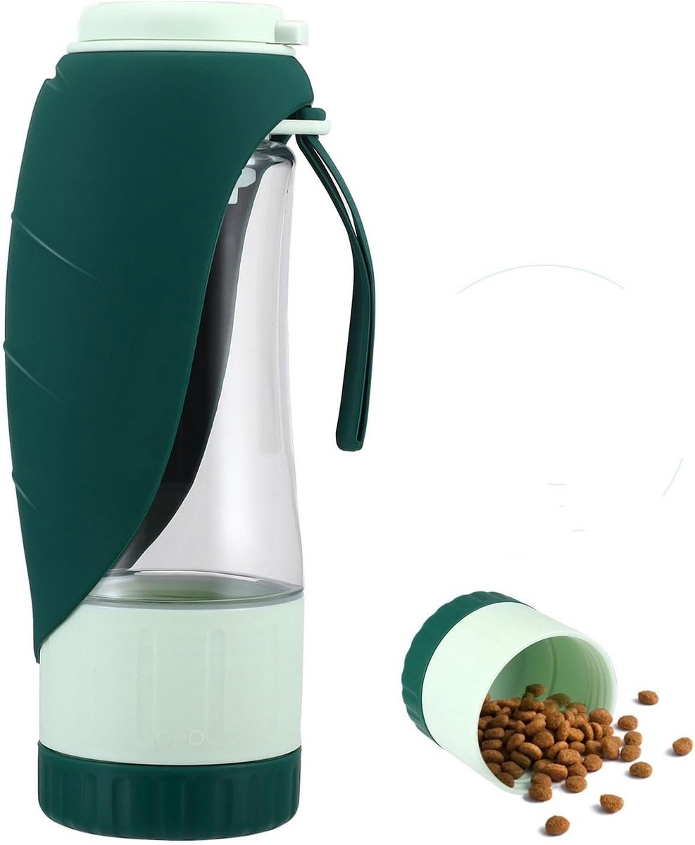 JeiibrZuiPortable Hondenwaterfles - 550ml - 2-in-1 Met Voerbak En Filter - Vouwbaar - Lekvrij - Voor Wandelingen En Reizen
