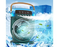Draagbare airconditioner 4-in-1, mini-airconditioner ijswater, luchtkoeler met mist, airconditioningventilator, ventilatoren voor airconditioning, oplaadbare Type-C 3 snelheden, koelventilator met