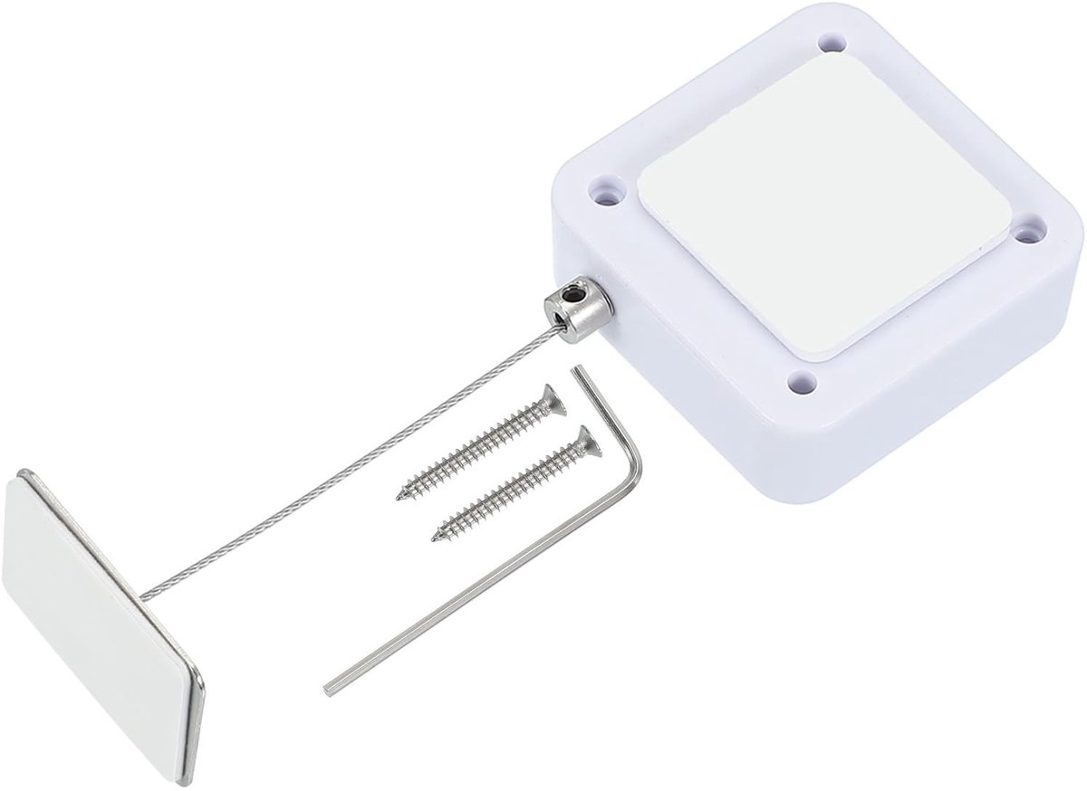 NTHProducts - Retractable Remote Control Tether - Beveiligingskabel - Wit - Afneembare Lijm - Geschikt voor TV en Game Controllers - 3.3ft