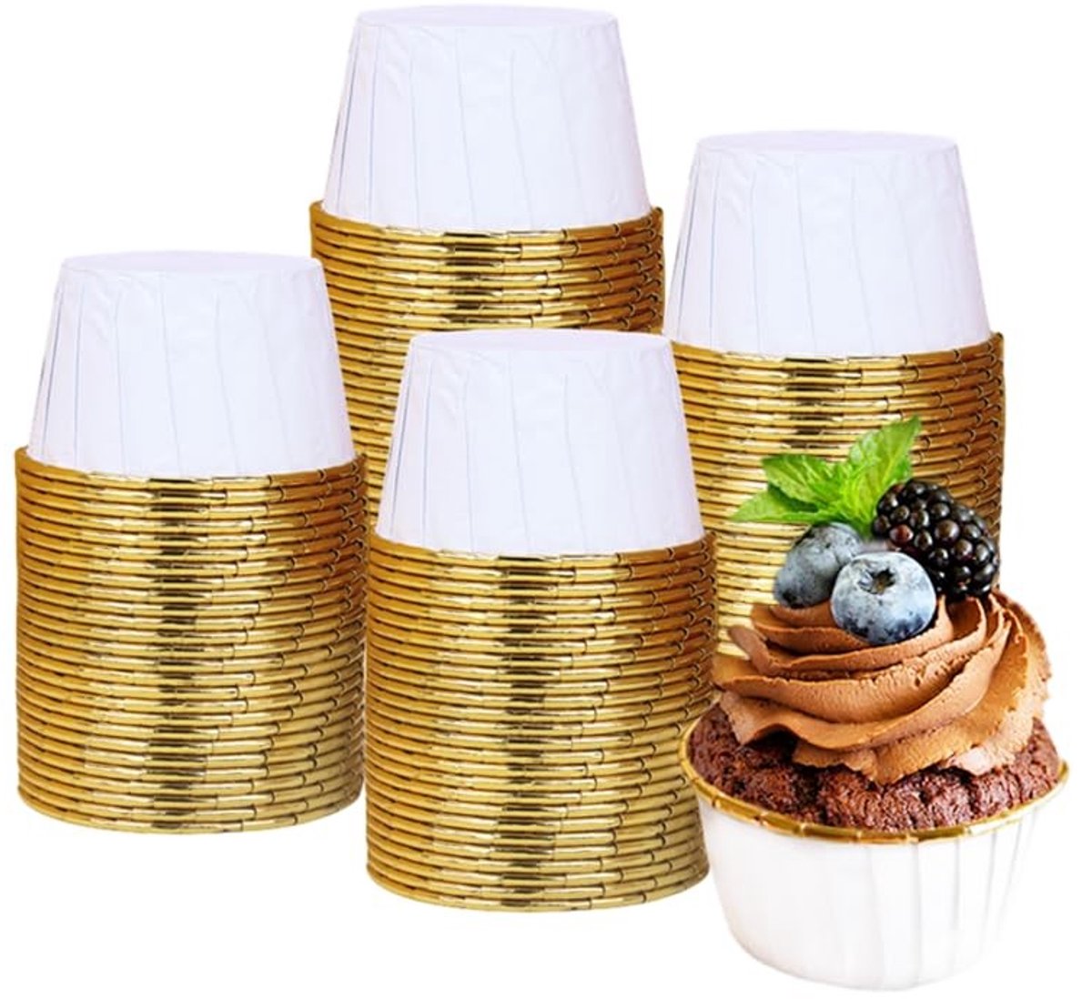 NTHProducts - Cupcake Cups - 100 Stuks - Ideaal voor Feestjes - Wit - Muffin Liners - Wegwerp Bakvormpjes - Perfect voor Verjaardagen