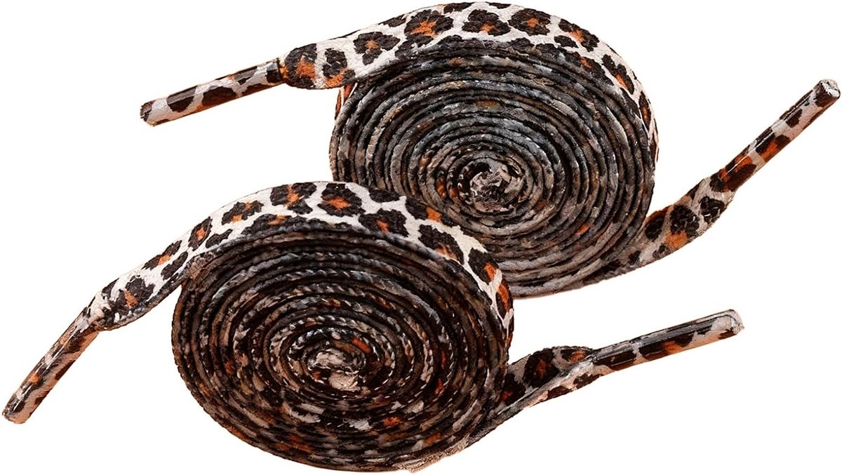 Leopard Print Veters voor Sneakers, 2 Paar Brede Veters, Dierenpatroon Schoenveters, Vervangingsveters voor Sportieve Schoenen